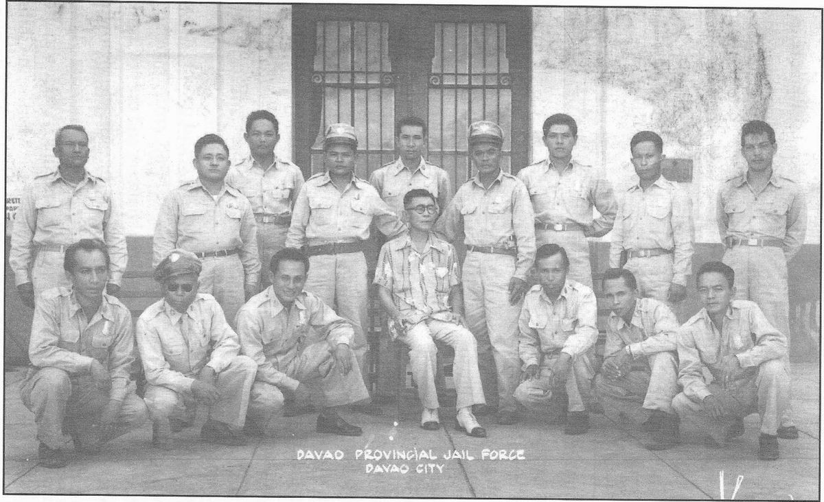 Group portrait of the Davao Provincial Jail Force in uniform, Davao City.